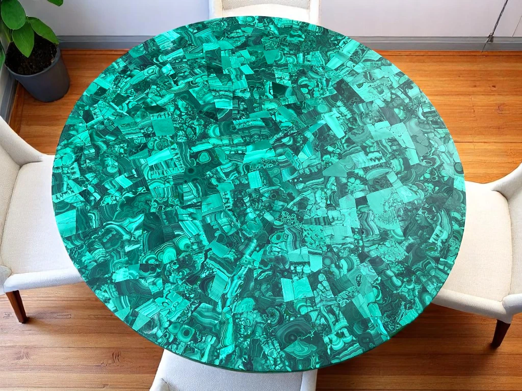 Malachite Stone Round Console Table 
